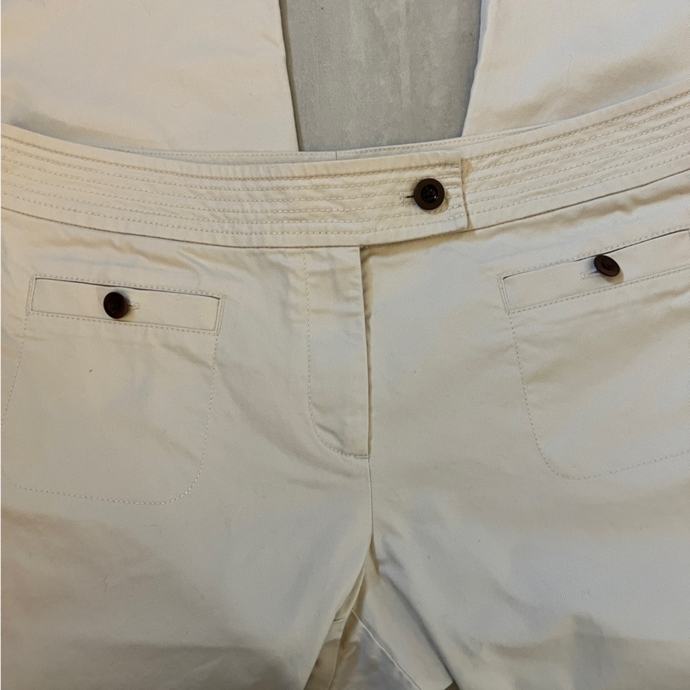 Talbots Preppy Cropped Stretch‎ Khaki Capris with Front Button Pockets 10 - Picture 3 of 6